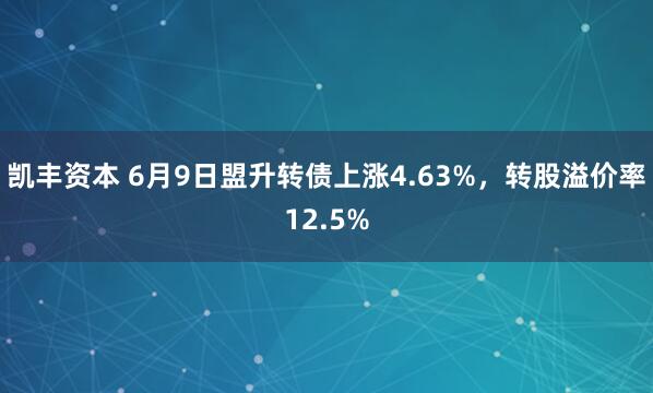 凯丰资本 6月9日盟升转债上涨4.63%，转股溢价率12.5%